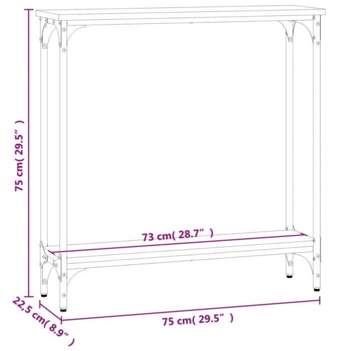 Table console noir 75x22,5x75 cm bois d'ingénierie – Image 7