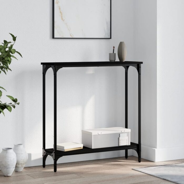 Table console noir 75x22,5x75 cm bois d'ingénierie – Image 1