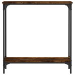 Table console chêne fumé 75x22,5x75 cm bois d'ingénierie – Image 2