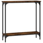 Table console chêne fumé 75x22,5x75 cm bois d'ingénierie – Image 4
