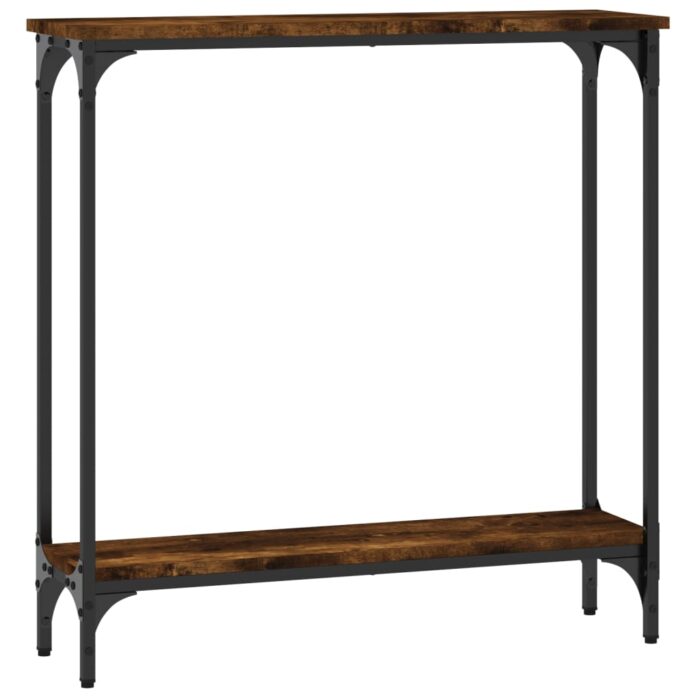 Table console chêne fumé 75x22,5x75 cm bois d'ingénierie – Image 4