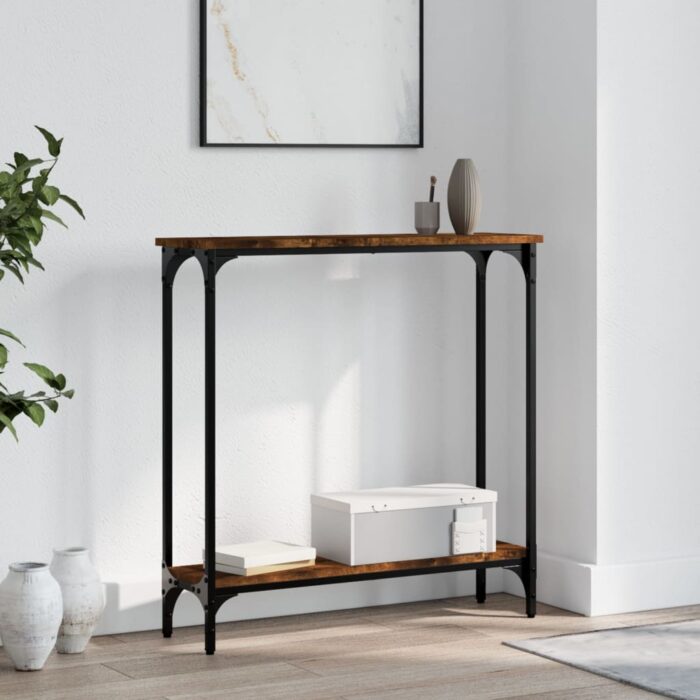 Table console chêne fumé 75x22,5x75 cm bois d'ingénierie – Image 1