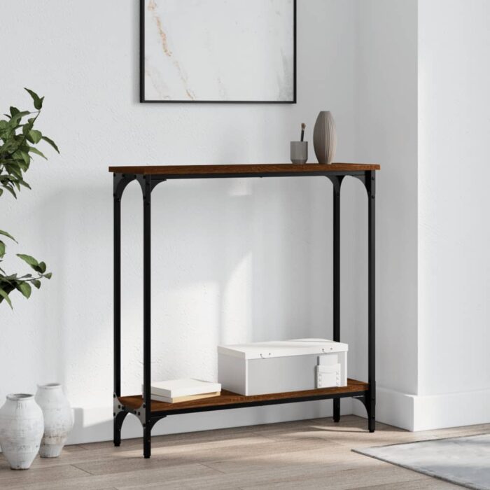 Table console chêne marron 75x22,5x75 cm bois d'ingénierie – Image 1