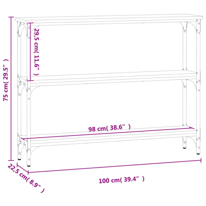 Table console noir 100x22,5x75 cm bois d'ingénierie – Image 7