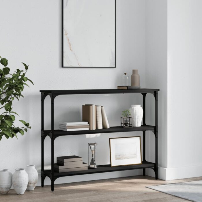 Table console noir 100x22,5x75 cm bois d'ingénierie – Image 1