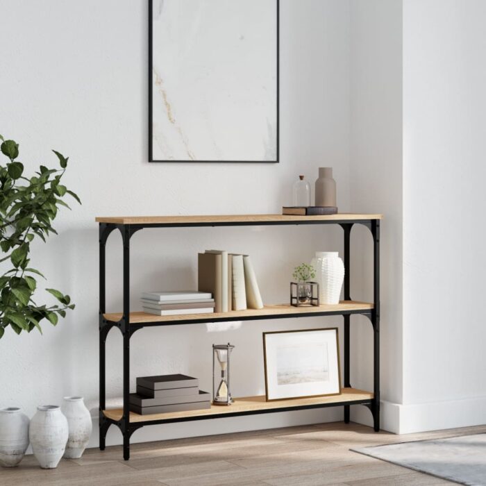 Table console chêne sonoma 100x22,5x75 cm bois d'ingénierie – Image 1
