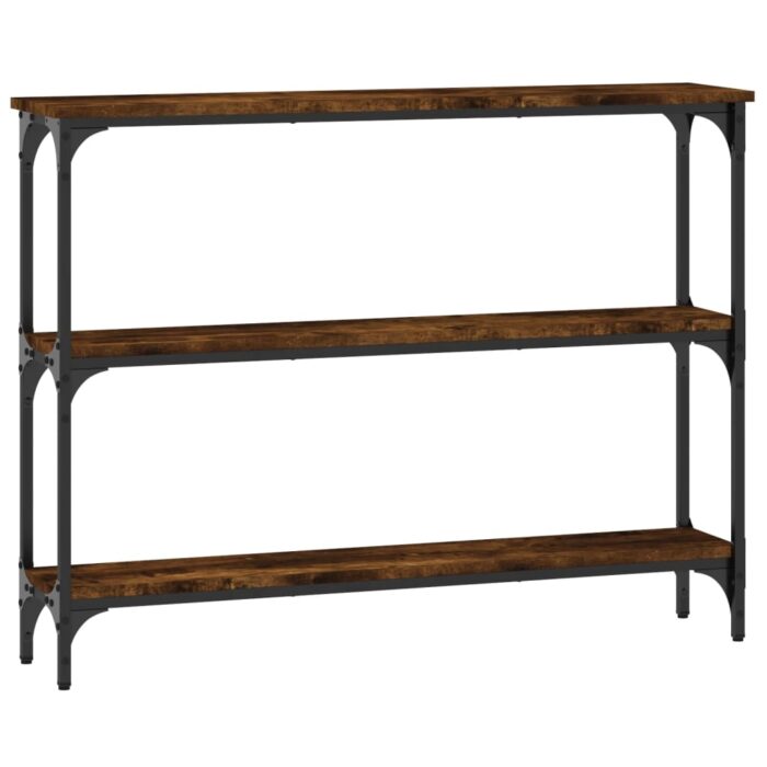 Table console chêne fumé 100x22,5x75 cm bois d'ingénierie – Image 4