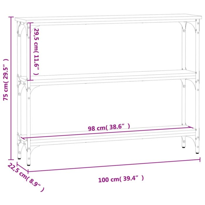 Table console chêne fumé 100x22,5x75 cm bois d'ingénierie – Image 7