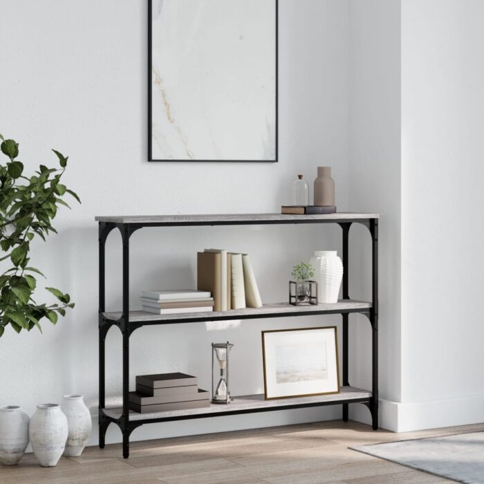 Table console sonoma gris 100x22,5x75 cm bois d'ingénierie – Image 1