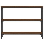 Table console chêne marron 100x22,5x75 cm bois d'ingénierie – Image 2