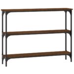 Table console chêne marron 100x22,5x75 cm bois d'ingénierie – Image 4