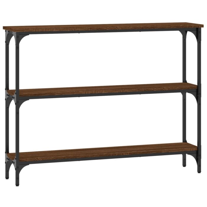 Table console chêne marron 100x22,5x75 cm bois d'ingénierie – Image 4