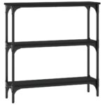 Table console noir 75x22,5x75 cm bois d'ingénierie – Image 4