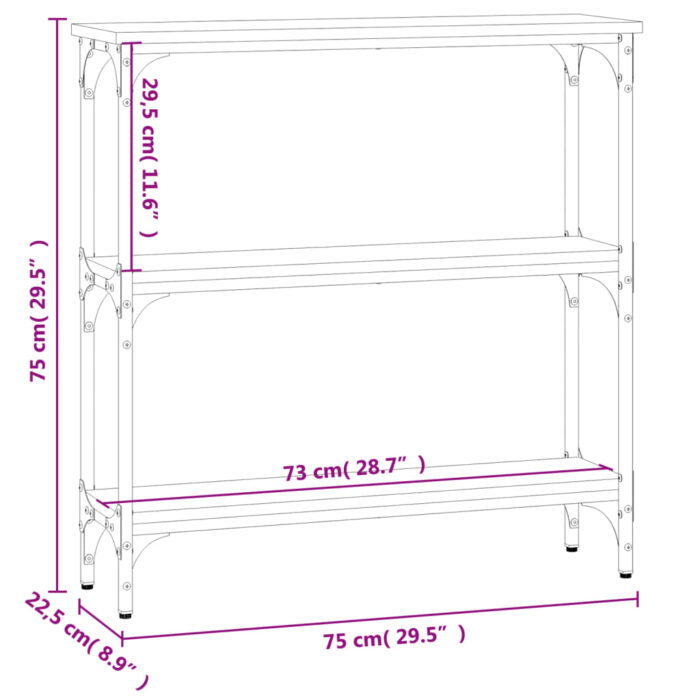 Table console noir 75x22,5x75 cm bois d'ingénierie – Image 7