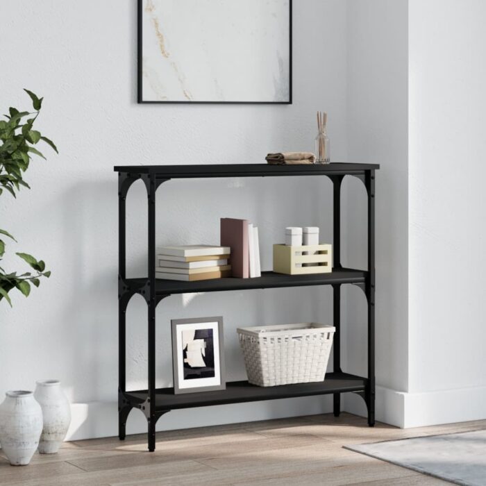 Table console noir 75x22,5x75 cm bois d'ingénierie – Image 1