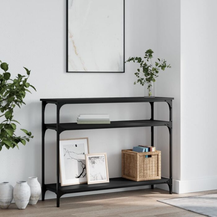 Table console noir 100x29x75 cm bois d'ingénierie – Image 1