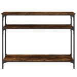Table console chêne fumé 100x29x75 cm bois d'ingénierie – Image 2