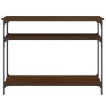 Table console chêne marron 100x29x75 cm bois d'ingénierie – Image 2