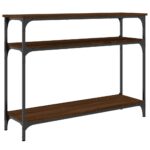 Table console chêne marron 100x29x75 cm bois d'ingénierie – Image 4