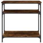 Table console chêne fumé 75x29x75 cm bois d'ingénierie – Image 2