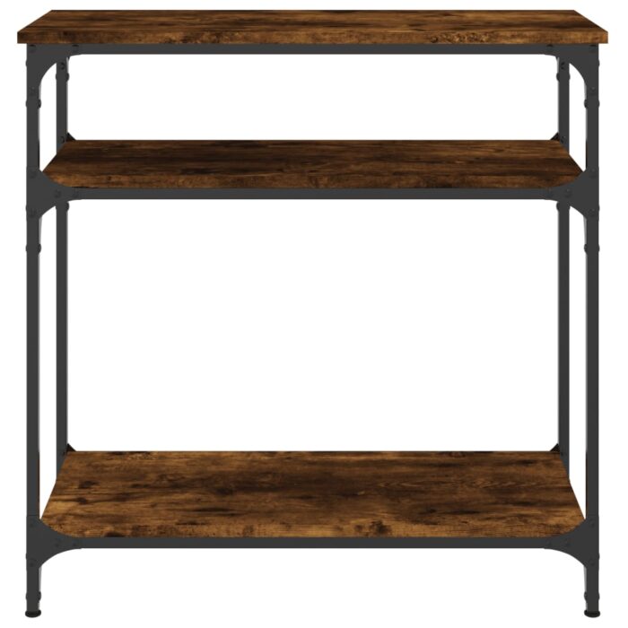 Table console chêne fumé 75x29x75 cm bois d'ingénierie – Image 2