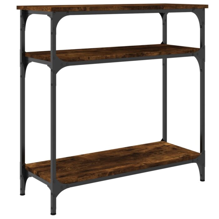 Table console chêne fumé 75x29x75 cm bois d'ingénierie – Image 4