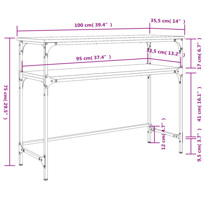 Table console chêne sonoma 100x35,5x75 cm bois d'ingénierie – Image 7
