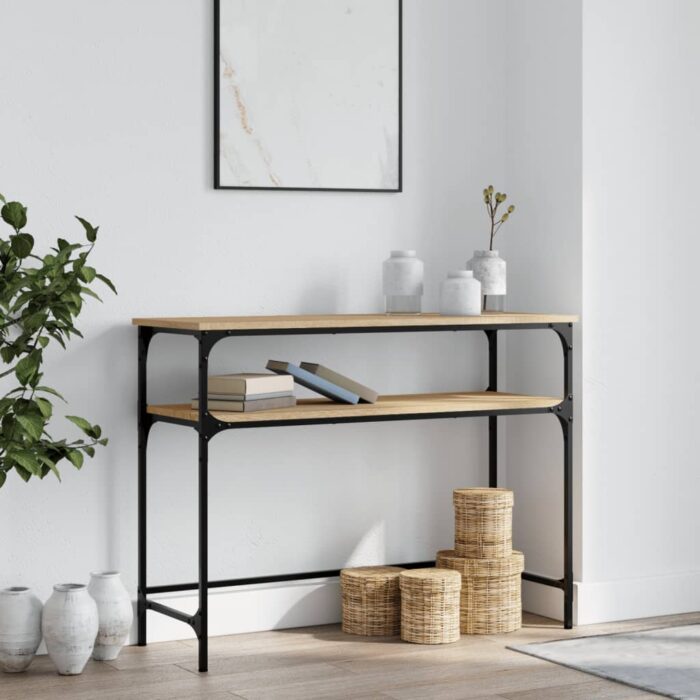Table console chêne sonoma 100x35,5x75 cm bois d'ingénierie – Image 1