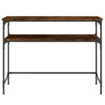 Table console chêne fumé 100x35,5x75 cm bois d'ingénierie – Image 2