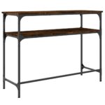 Table console chêne fumé 100x35,5x75 cm bois d'ingénierie – Image 4