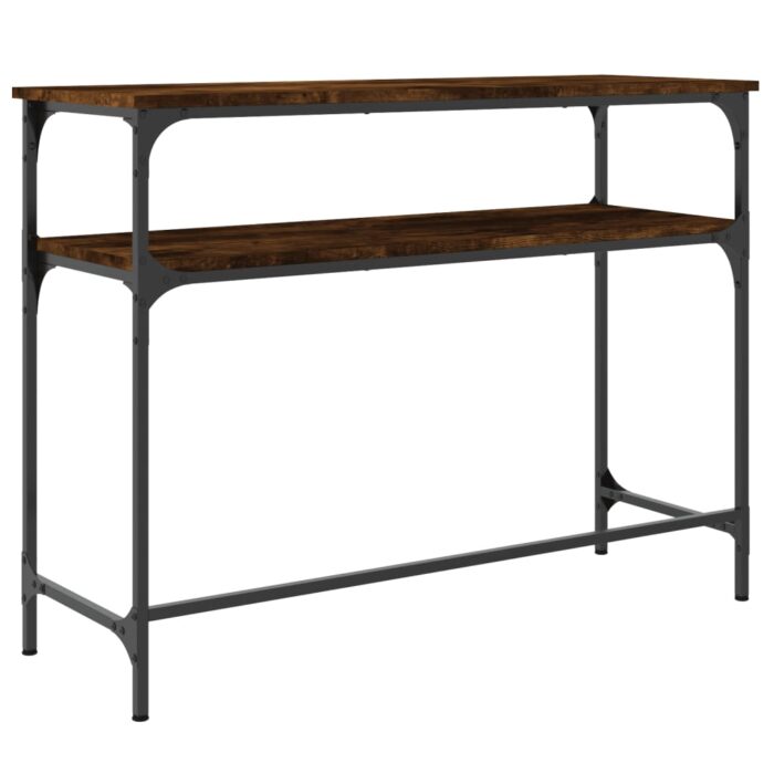 Table console chêne fumé 100x35,5x75 cm bois d'ingénierie – Image 4