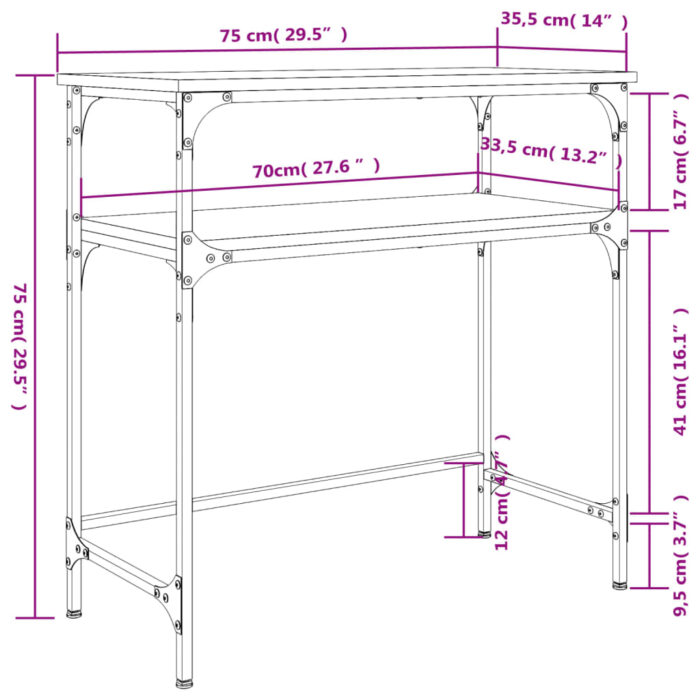 Table console chêne sonoma 75x35,5x75 cm bois d'ingénierie – Image 7