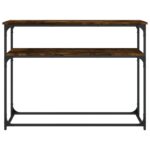 Table console chêne fumé 100x35,5x75 cm bois d'ingénierie – Image 2