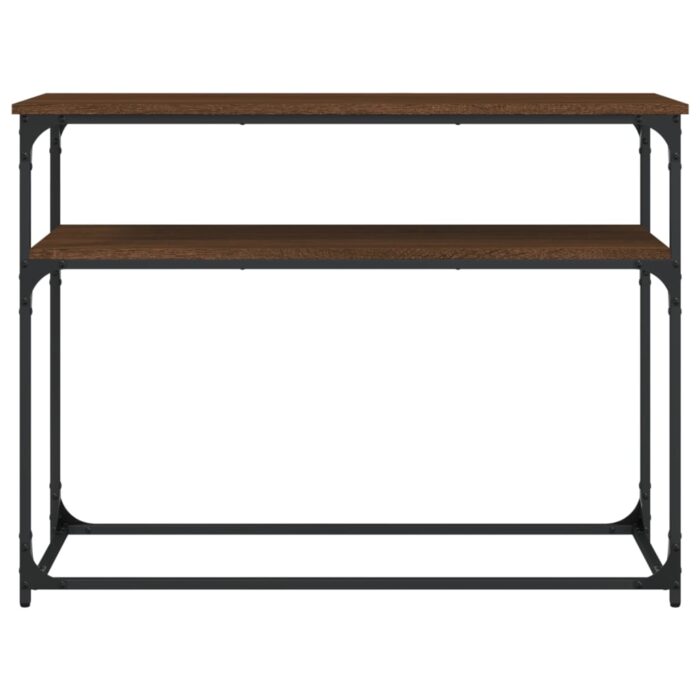 Table console chêne marron 100x35,5x75 cm bois d'ingénierie – Image 2