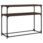 Table console chêne marron 100x35,5x75 cm bois d'ingénierie – Image 4