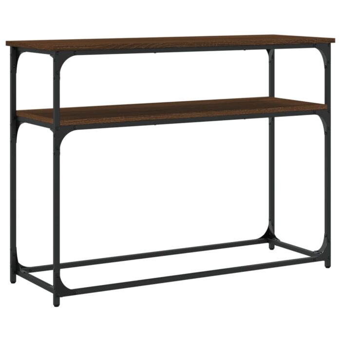Table console chêne marron 100x35,5x75 cm bois d'ingénierie – Image 4