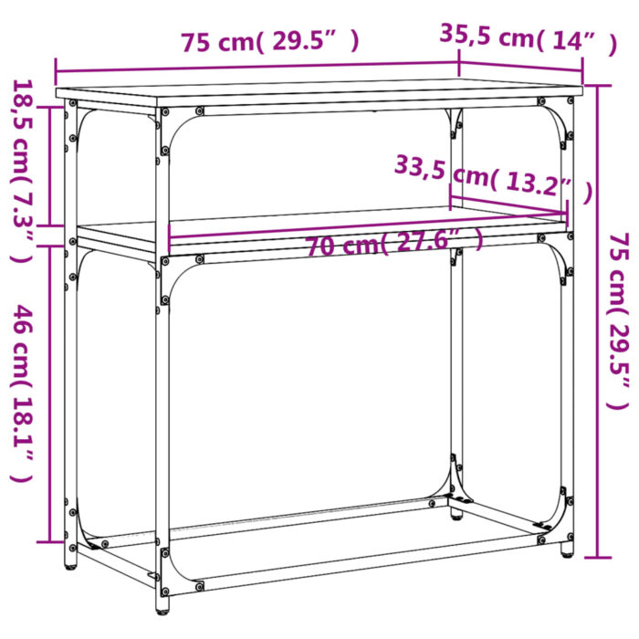 Table console chêne marron 75x35,5x75 cm bois d'ingénierie – Image 7