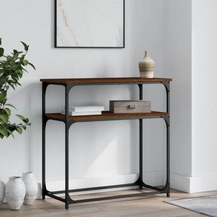 Table console chêne marron 75x35,5x75 cm bois d'ingénierie – Image 1