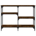 Table console chêne fumé 102x29x75 cm bois d'ingénierie – Image 2