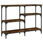 Table console chêne fumé 102x29x75 cm bois d'ingénierie – Image 4