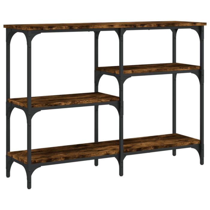 Table console chêne fumé 102x29x75 cm bois d'ingénierie – Image 4