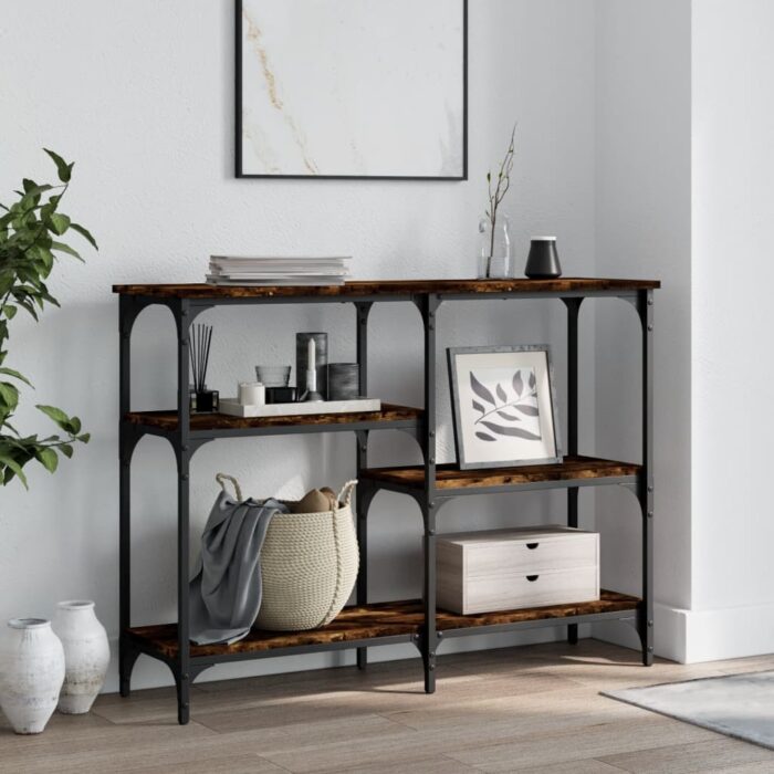 VXL8720845420338_m_en_hd_1.jpg Table console chêne fumé 102x29x75 cm bois d'ingénierie – Image 1