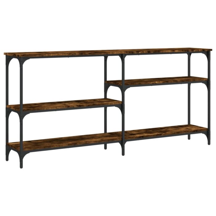 Table console chêne fumé 160x29x75 cm bois d'ingénierie – Image 4