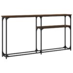 Table console chêne marron 145x22,5x75 cm bois d'ingénierie – Image 4