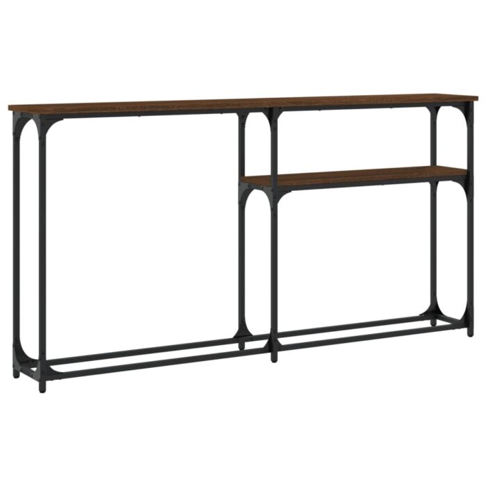 Table console chêne marron 145x22,5x75 cm bois d'ingénierie – Image 4