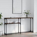 Table console chêne marron 145x22,5x75 cm bois d'ingénierie