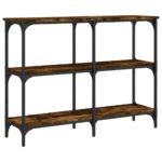 Table console chêne fumé 100x29x75 cm bois d'ingénierie – Image 4