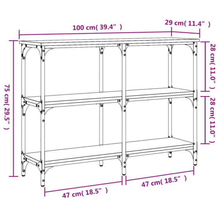 Table console chêne fumé 100x29x75 cm bois d'ingénierie – Image 7
