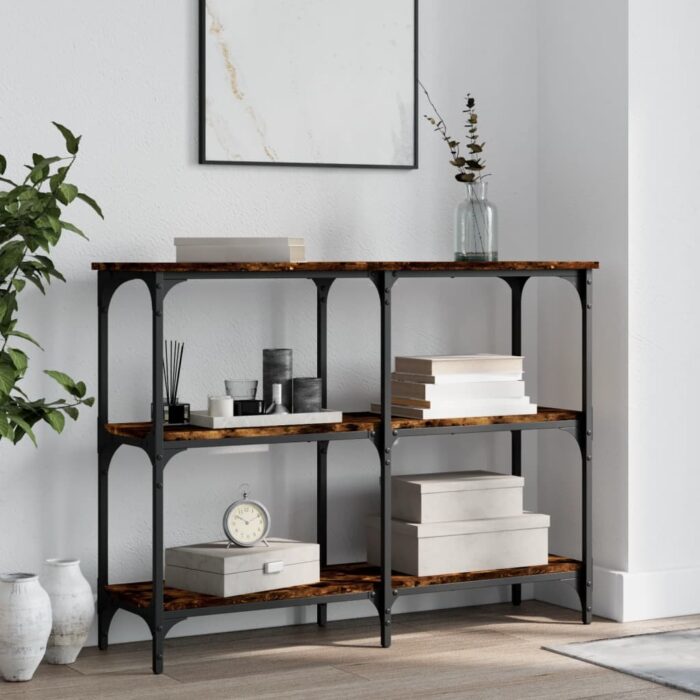 Table console chêne fumé 100x29x75 cm bois d'ingénierie – Image 1