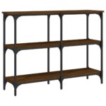 Table console chêne marron 100x29x75 cm bois d'ingénierie – Image 4